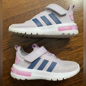 Adidas- Toddler- Racer TR23 Lifestyle Running Shoes Lilac/Light Pink Navy stripe